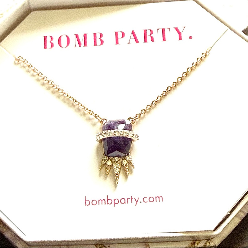 Bomb Party Ice Queen’s Pendant Genuine Amethyst CZ Necklace RBP4574 NIB